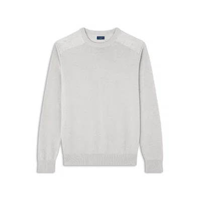 Paul & Shark Maglia Girocollo In Fresco Cotone Con Dettagli In Lino In Grigio Chiaro