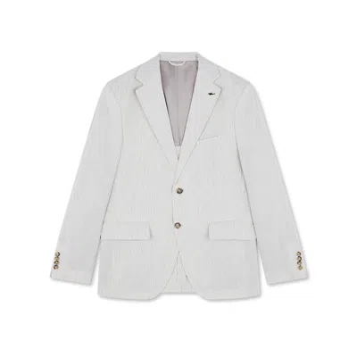 Paul & Shark Blazer In Lino Con Motivo A Righe In Bianco Righe Beige