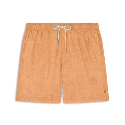 Paul & Shark Swim Shorts With Linen-effect Print In Mandarino