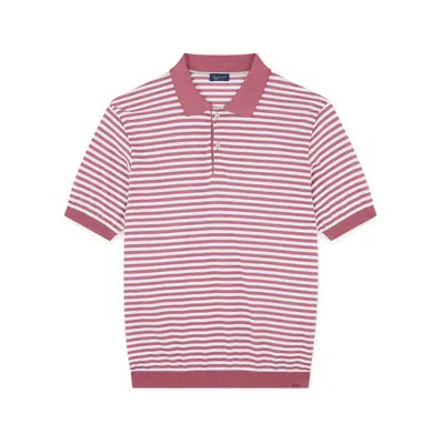Paul & Shark Polo In Fresco Cotone Con Profili A Contrasto In Bianco-rosso Rosato