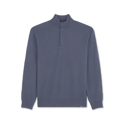 Paul & Shark Summer Wool Half-zip Sweater With Alcantara® Details In Azzurro Jeans