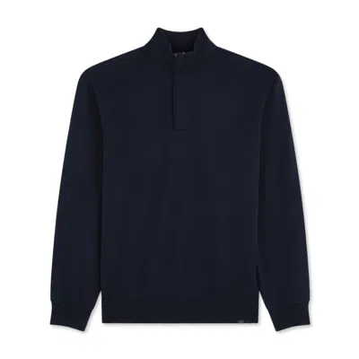 Paul & Shark Summer Wool Half-zip Sweater With Alcantara® Details In Blue