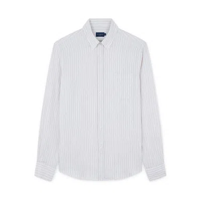 Paul & Shark Camicia In Lino Con Motivo A Righe In Beige Righe Bianche