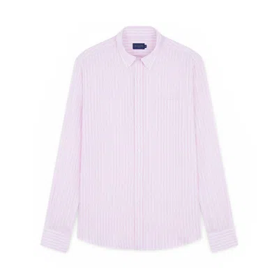 Paul & Shark Camicia In Lino Con Motivo A Righe In Rosa Righe Bianche