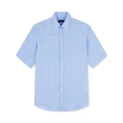 Paul & Shark Camicia In Lino A Manica Corta In Bluette