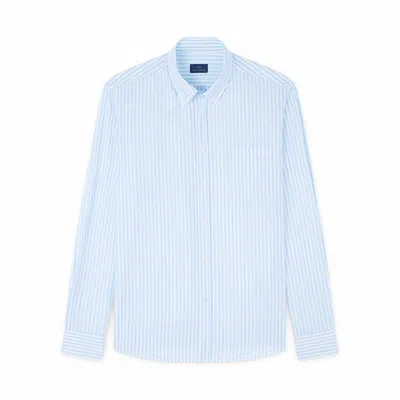 Paul & Shark Camicia In Cotone Con Motivo A Righe In Bianco Righe Azzurre