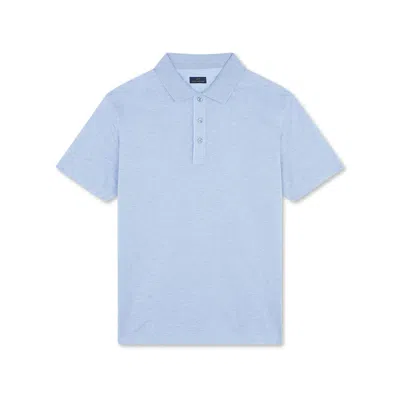 Paul & Shark Polo In Cotone Fine Piqué Con Dettagli In Lino In Denim Chiaro