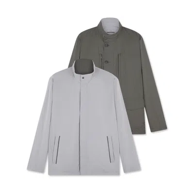 Paul & Shark Field Jacket Typhoon® Platinum Reversibile In Grigio Verde Muschio