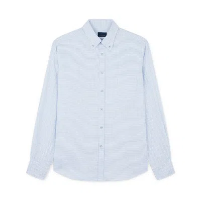 Paul & Shark Camicia Silver In Twill Di Cotone In Bianco Quadri  Blu Azzurro