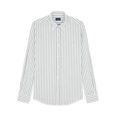 Paul & Shark Camicia In Popeline Di Cotone In Bianco Righe Verdi