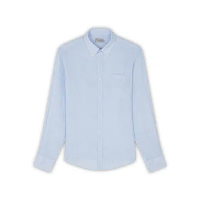 Paul & Shark Camicia In Lino Seersucker In Bianco Righe Azzurre