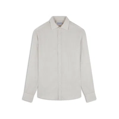 Paul & Shark Camicia In Lino Seersucker Con Colletto Alla Francese In Bianco Righe Beige