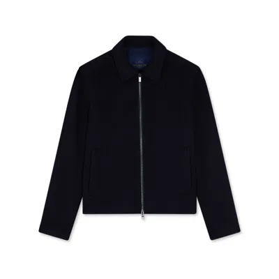 Paul & Shark Blouson In Cashmere Con Rifiniture In Pelle In Blu