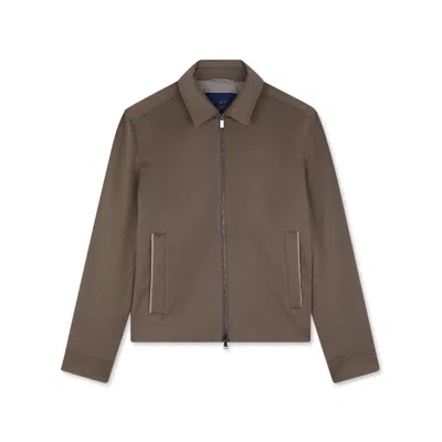Paul & Shark Blouson In Cashmere Con Rifiniture In Pelle In Taupe Camoscio