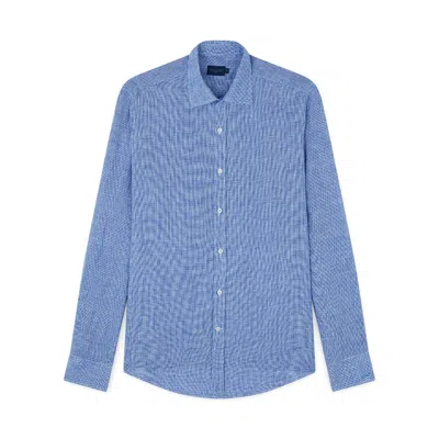 Paul & Shark Camicia In Lino In Pied De Poul Bianco Blu