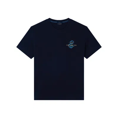 Paul & Shark T-shirt In Jersey Di Cotone Con Stampa Year Of The Snake In Blu