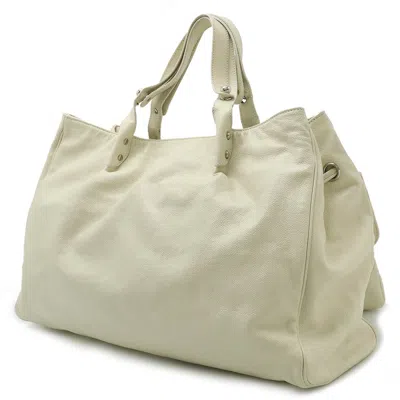 Pre-owned Chanel 2.55 Ivory White Caviar Leather Handbag Tote Bag () In Ivory, White