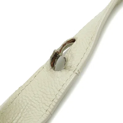 Pre-owned Chanel 2.55 Ivory White Caviar Leather Handbag Tote Bag () In Ivory, White