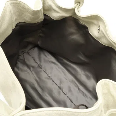 Pre-owned Chanel 2.55 Ivory White Caviar Leather Handbag Tote Bag () In Ivory, White