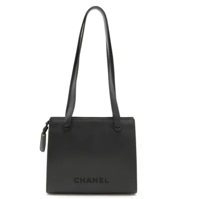 Pre-owned Chanel Black Caviar Leather Shoulder Bag Tote Bag ()