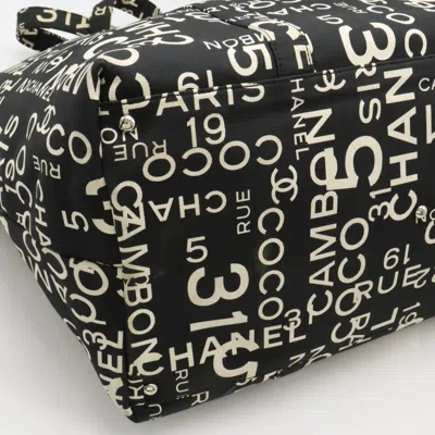 Pre-owned Chanel Black Ivory Canvas Shoulder Bag Tote Bag () In Black, Ivory