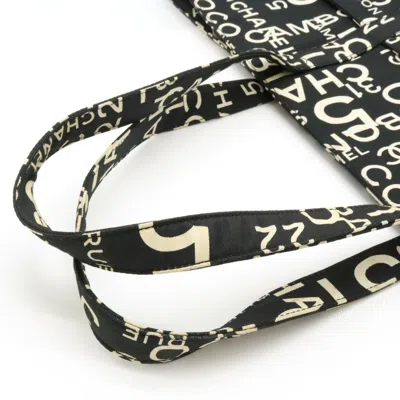 Pre-owned Chanel Black Ivory Canvas Shoulder Bag Tote Bag () In Black, Ivory