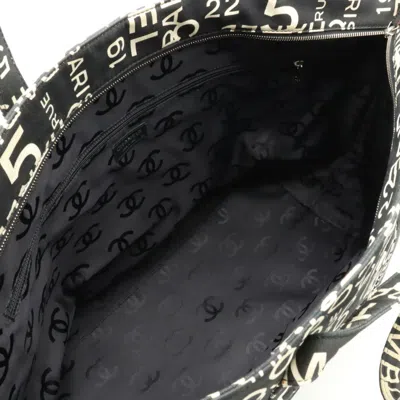 Pre-owned Chanel Black Ivory Canvas Shoulder Bag Tote Bag () In Black, Ivory