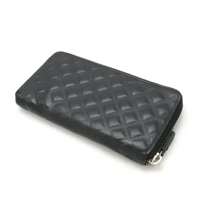 Pre-owned Chanel Black Leather Long Wallet (bi-fold) ()
