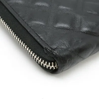 Pre-owned Chanel Black Leather Long Wallet (bi-fold) ()