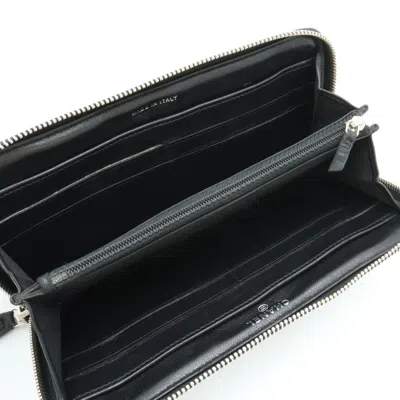 Pre-owned Chanel Black Leather Long Wallet (bi-fold) ()