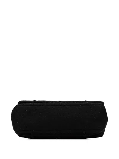 Pre-owned Chanel 1997-1999 Jumbo Reissue 2.55 Choco Bar Wool Felt Identification Flap Shoulder Bag In Black