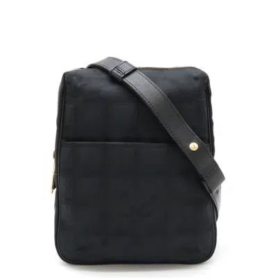 Pre-owned Chanel Black Nylon Jacquard Leather Pochette Shoulder Bag ()