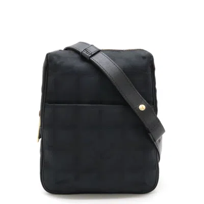 Pre-owned Chanel Black Nylon Jacquard Leather Pochette Shoulder Bag ()