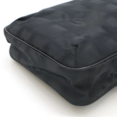 Pre-owned Chanel Black Nylon Jacquard Leather Pochette Shoulder Bag ()
