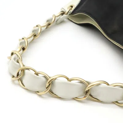Pre-owned Chanel Black White Canvas Leather Shoulder Bag () In Black, White