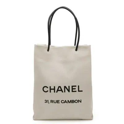 Pre-owned Chanel Black White Leather Shoulder Bag Tote Bag () In Black, White