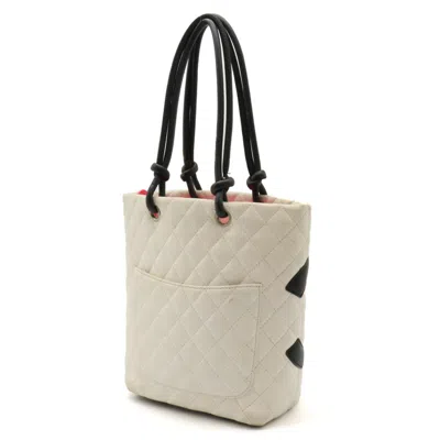 Pre-owned Chanel Black White Leather Tote Bag () In Black, White
