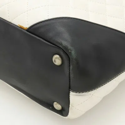 Pre-owned Chanel Black White Leather Tote Bag () In Black, White