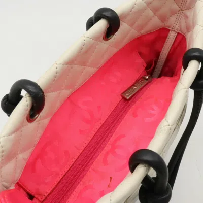 Pre-owned Chanel Black White Leather Tote Bag () In Black, White