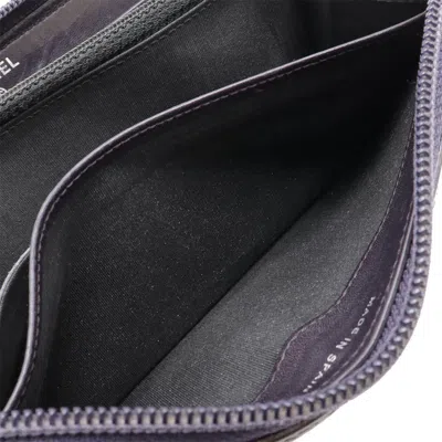 Pre-owned Chanel Dark Purple Caviar Leather Long Wallet (bi-fold) ()
