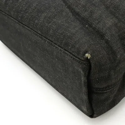 Pre-owned Chanel Denim Black Dark Brown Denim Leather Shoulder Bag Tote Bag () In Black, Dark Brown