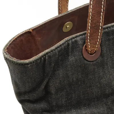Pre-owned Chanel Denim Black Dark Brown Denim Leather Shoulder Bag Tote Bag () In Black, Dark Brown