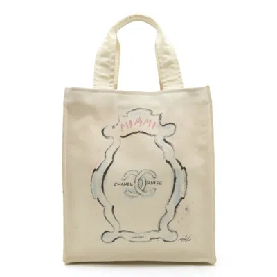 Pre-owned Chanel Ivory Canvas Shoulder Bag Tote Bag ()