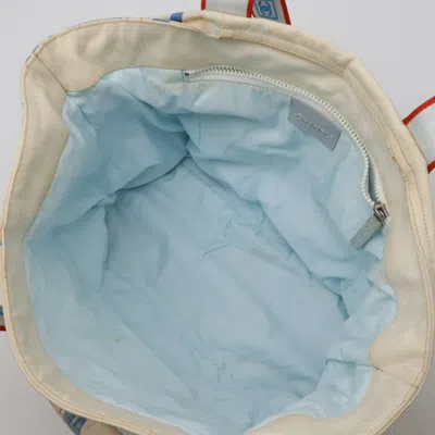 Pre-owned Chanel Ivory Light Blue Red Color Canvas Shoulder Bag Tote Bag () In Ivory, Light Blue, Red Color