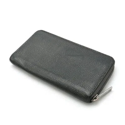 Pre-owned Chanel Metallic Gray Caviar Leather Long Wallet (bi-fold) ()