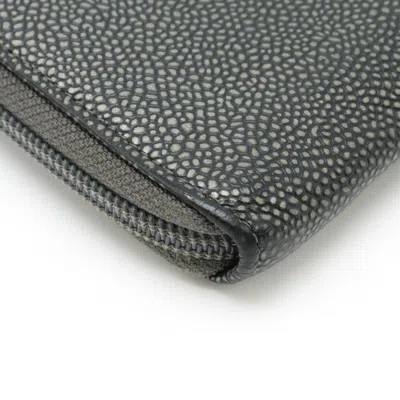 Pre-owned Chanel Metallic Gray Caviar Leather Long Wallet (bi-fold) ()