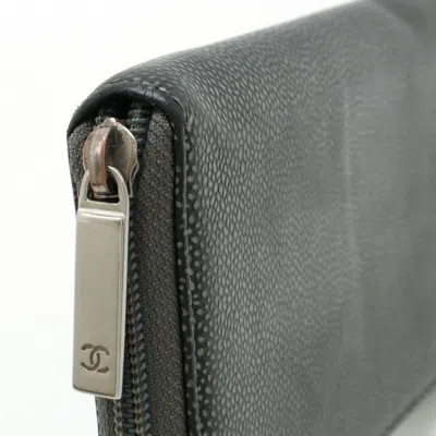 Pre-owned Chanel Metallic Gray Caviar Leather Long Wallet (bi-fold) ()
