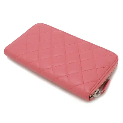 Pre-owned Chanel Pink Leather Long Wallet (bi-fold) ()