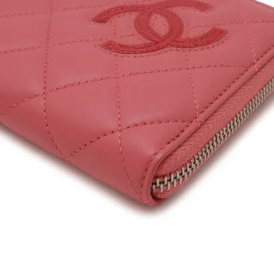 Pre-owned Chanel Pink Leather Long Wallet (bi-fold) ()