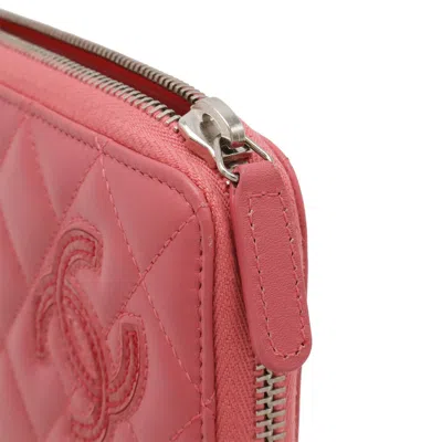 Pre-owned Chanel Pink Leather Long Wallet (bi-fold) ()